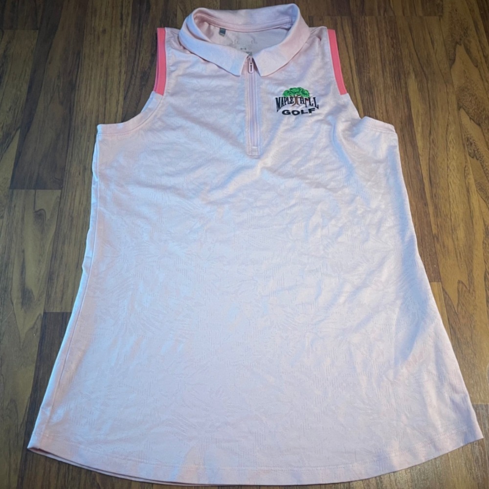 Under Armour Sleeveless Golf Polo Women Small Pink Maple Hill 1/4 Zip Textured